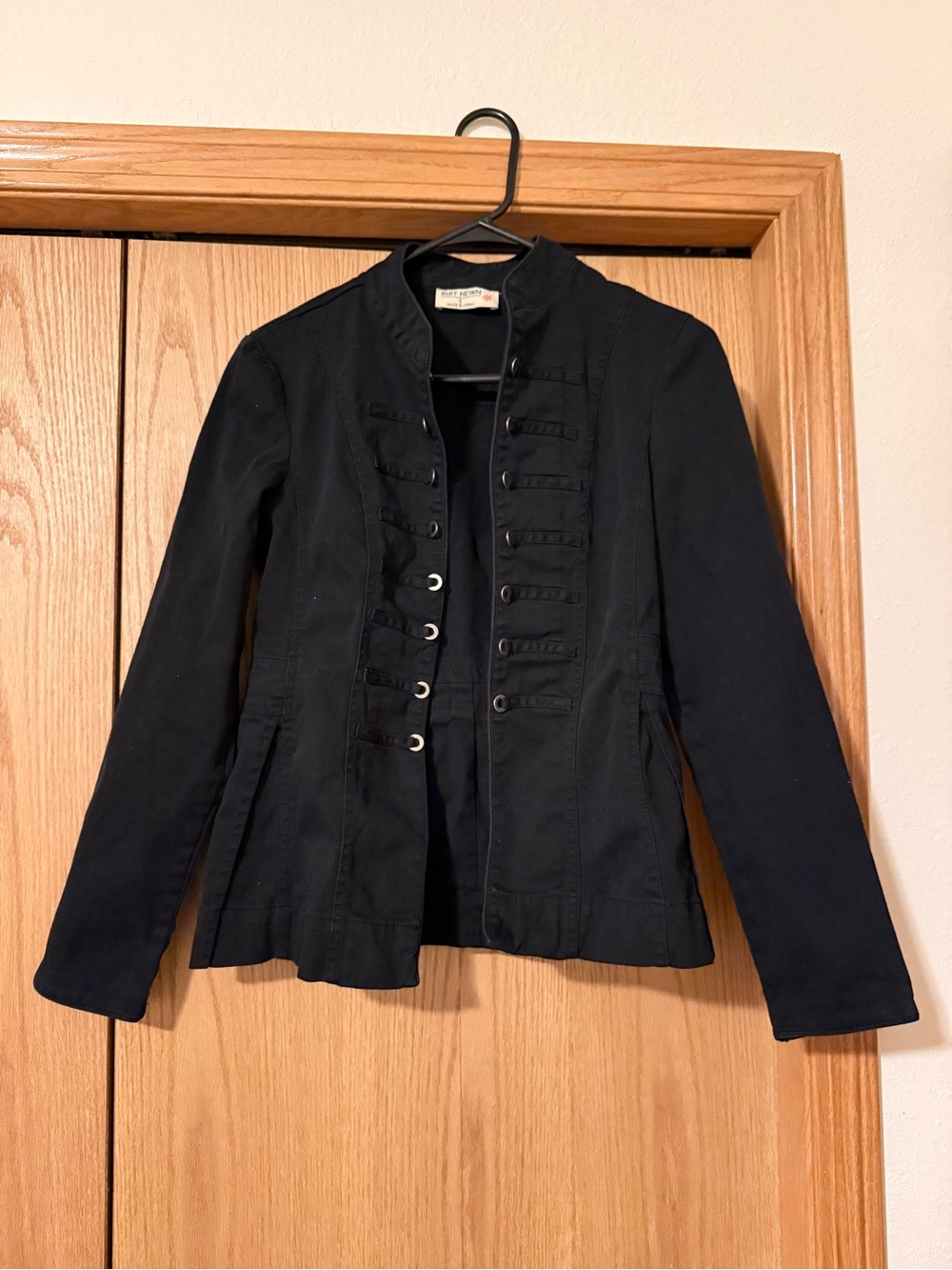 Ruff Hewn Black Military-Style Cotton Blazer